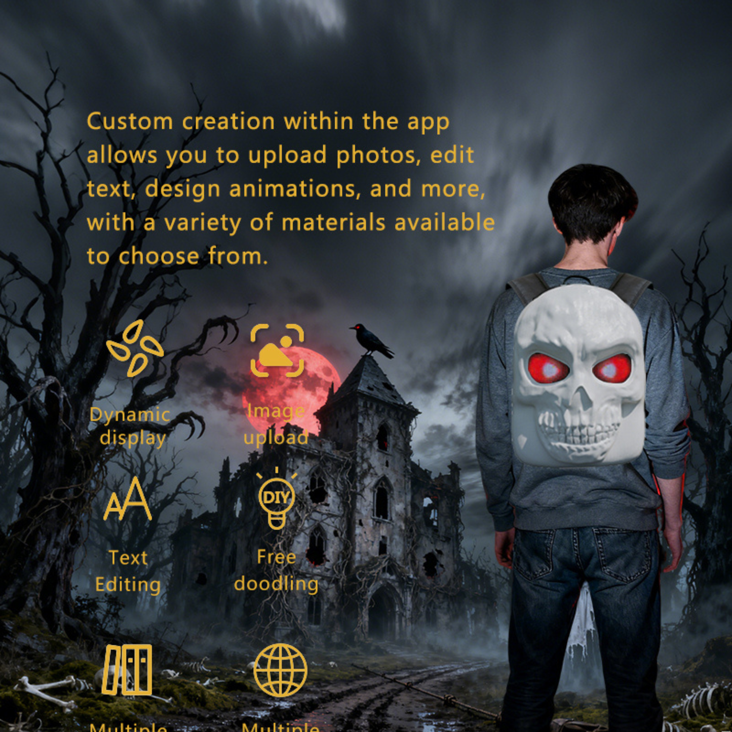 LED Skull Backpack – 20×64 Custom Display