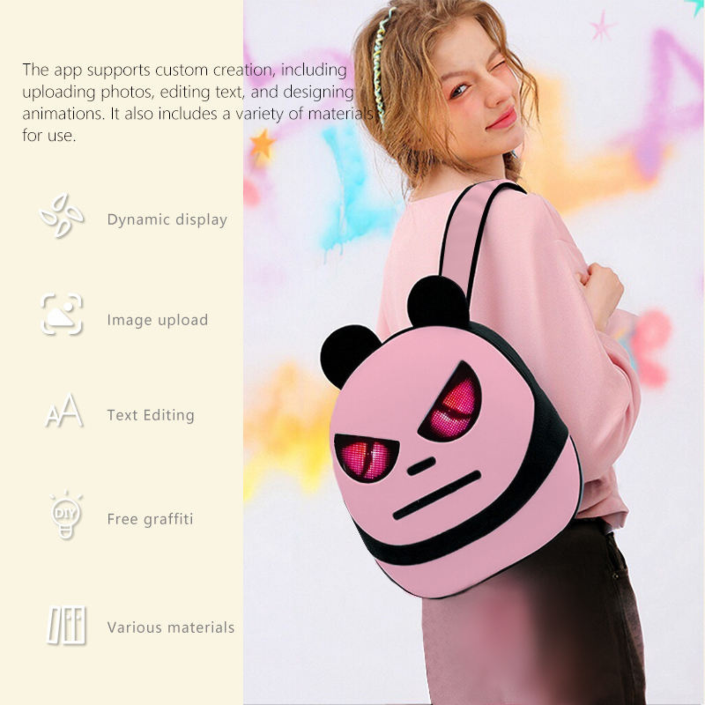 LED Panda Backpack – 16×64 Custom Display