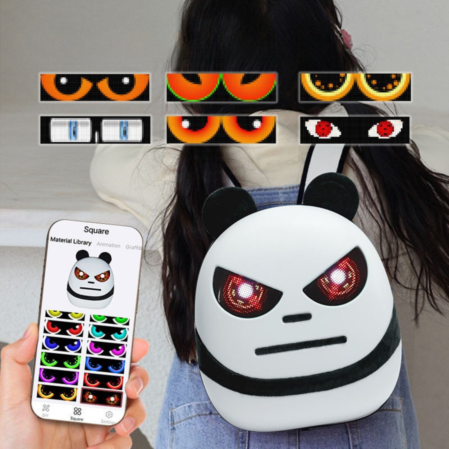 LED Panda Backpack – 16×64 Custom Display